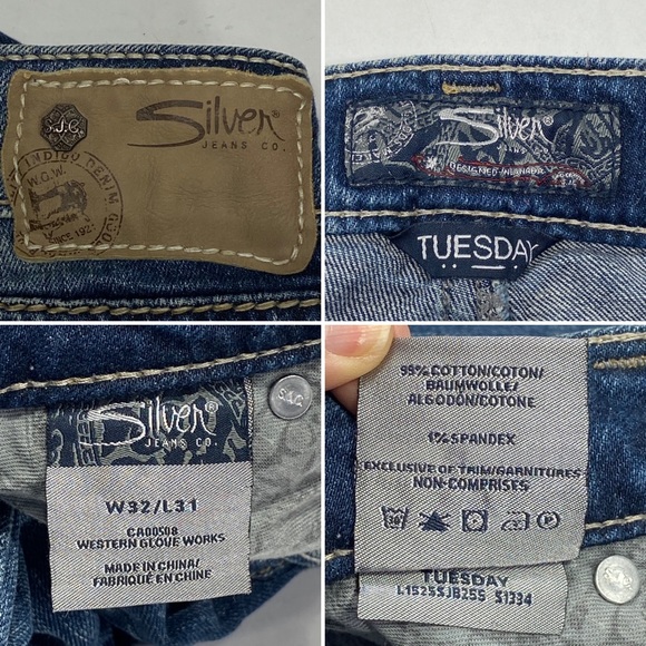 Silver Tuesday Women's 32 x 31 Bootcut Jeans Thick Stitch Embroidered Pockets - Picture 12 of 12